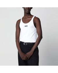 Dolce & Gabbana - Ribbed Cotton Tank Top With Logo Patch - Lyst