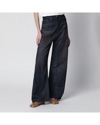 MM6 by Maison Margiela - Dark Wide-Leg Jeans With Worn Effect - Lyst