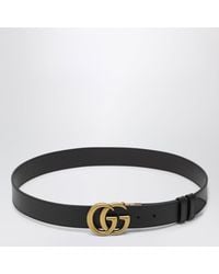 Gucci - Reversible/ Leather Belt With Double G Buckle - Lyst