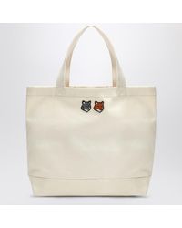 Maison Kitsuné - Doppelt Fetter Fuchs Kopf Mittel Große Tasche - Lyst