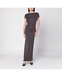 Max Mara - Abito marrone in filato di viscosa e lurex - Lyst