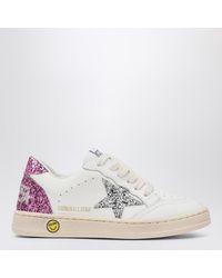 Golden Goose - Ball Star-Sneaker Aus Weißem Leder Mit Silber/Rosa Glitzer - Lyst