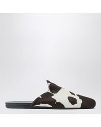 Prada - Sabot bianche/moro con stampa animalier - Lyst