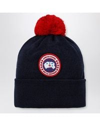 Canada Goose - Marineblaue Mütze Aus Wolle Mit Bommel - Lyst