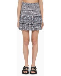 Isabel Marant - Cotton \U00E9Cru Miniskirt With Multicolour Print - Lyst