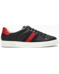 Gucci - Ace Black Leather Low Trainer - Lyst