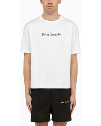 Palm Angels - T-shirt bianca in cotone con logo - Lyst