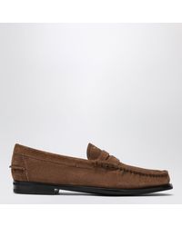 Prada - Cacao Aged-Effect Suede Loafers - Lyst