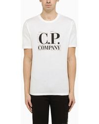 C.P. Company - T-shirt bianca con stampa logo sul davanti - Lyst