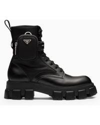Prada - Brushed Leather And Nylon Monolith Boots - Lyst