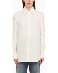 Golden Goose - Silk Blend Shirt With Pearl Collar - Lyst
