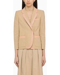 Dries Van Noten - Cream-coloured Single-breasted Jacket In Linen Blend - Lyst