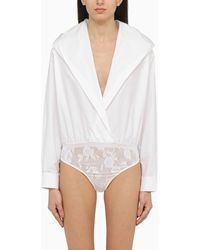 Alaïa - Cotton Hooded Bodysuit - Lyst