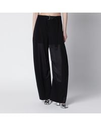 Sacai - Wide-Leg Wool Trousers With Panels And Belt - Lyst