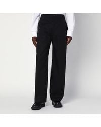 Gucci - Pantaloni neri in cotone con dettaglio web - Lyst