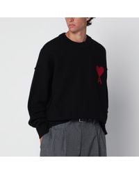 Ami Paris - Schwarzer Wollpullover Ami De Coeur - Lyst