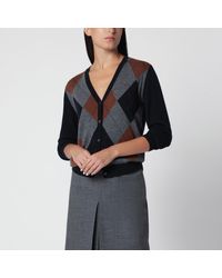 Prada - Cashmere Argyle Cardigan - Lyst