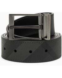 Burberry - Smoke Black/graphite Vintage Check Belt In Reversible Coated Canvas - Lyst