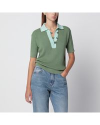 JW Anderson - Mint Cotton-Blend Waffle-Knit Polo Shirt - Lyst
