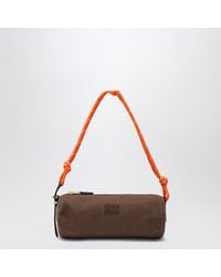 Miu Miu - Cotton Gabardine Pouch, Embroidered Logo, Cocoa - Lyst
