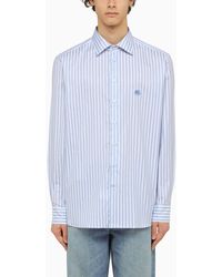 Etro - White/light Blue Striped Long Sleeved Shirt - Lyst
