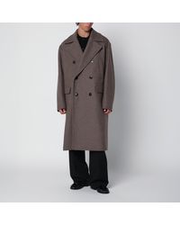 Dries Van Noten - Taupe Double-Breasted Coat - Lyst