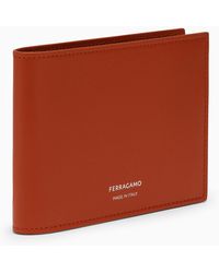 Ferragamo - Terracotta Coloured Leather Wallet With Logo - Lyst