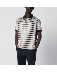 Prada - Ivory/Garnet Striped Cotton Polo Shirt - Lyst