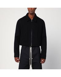 Rick Owens - Cropped-Jacke Mit Schwarzem Reißverschluss Aus Wolle - Lyst