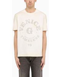 Golden Goose - T-shirt bianca in cotone con stampa - Lyst
