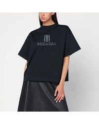 Balenciaga - Verwaschenes Schwarzes Nano Bb Medium Fit T-Shirt - Lyst