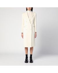 Tagliatore - Cream Double-breasted Coat In Alpaca Blend - Lyst