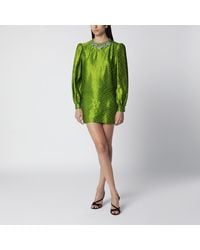 Valentino - Avocado Polka-Dot Silk-Blend Jacquard Mini Dress - Lyst