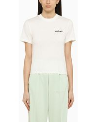 Palm Angels - T-shirt bianca in cotone con logo - Lyst