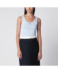 Prada - Ribbed Cotton Top With Triangle Logo - Lyst