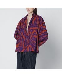 Dries Van Noten - Loose Shirt With Ruffle Details And Crushed Stripe Print - Lyst