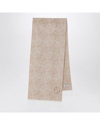 Loewe - Sciarpa anagram beige in lana e cashmere - Lyst