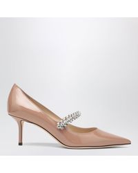 Jimmy Choo - Bing Crystal-strap Patent Leather Pumps In Ballet - Lyst