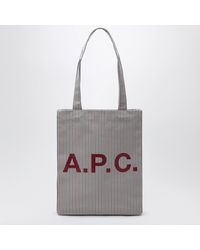 A.P.C. - Burgundy Striped Lou Tote Bag - Lyst