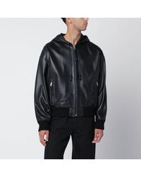 Loewe - Giacca con cappuccio nera in pelle - Lyst