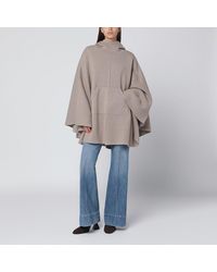 Bottega Veneta - Mantella con cappuccio beige in misto cashmere - Lyst