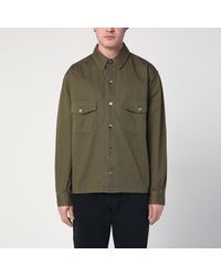 Saint Laurent - Camicia color kaki in twill di cotone - Lyst