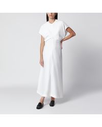 TOTEME - Robe Midi Blanche En Satin Fluide - Lyst