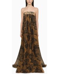 Max Mara - Long Sleeveless Dress With Bronze Print - Lyst