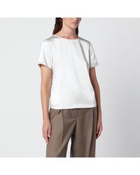 Weekend by Maxmara - Cream Satin Crew Neck T-Shirt - Lyst