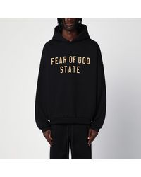 Fear Of God - Felpa con cappuccio nera con logo - Lyst