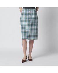 Prada - Gonna a tubino color ottanio con motivo check - Lyst