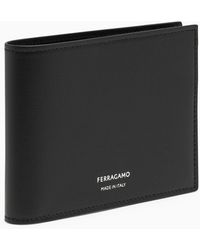 Ferragamo - Black Leather Wallet With Logo - Lyst