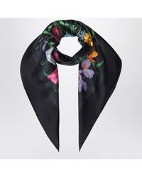 Gucci - Silk Twill Carre With Gg Flora Print - Lyst