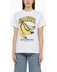 Ganni - T-Shirt With Logo Print - Lyst